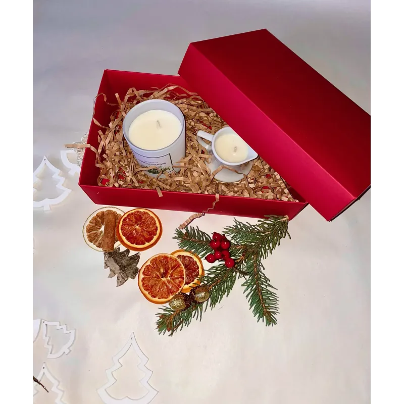 Pomysł na prezent ZESTAW ŚWIĄTECZNY naturalnych świec o zapachu ŚWIEŻE MANGO