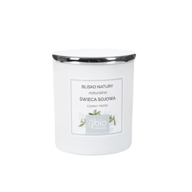 ŚWIECA SOJOWA o zapachu CZARNEGO PIEPRZU - biała